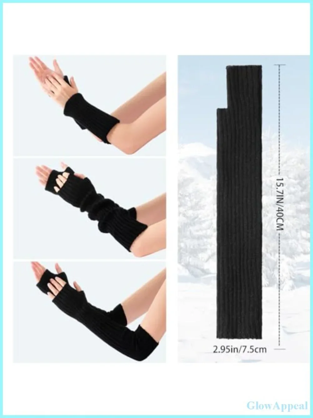 2 Pairs Long Stretchy Fingerless Gloves Arm Warmers with Thumb Hole